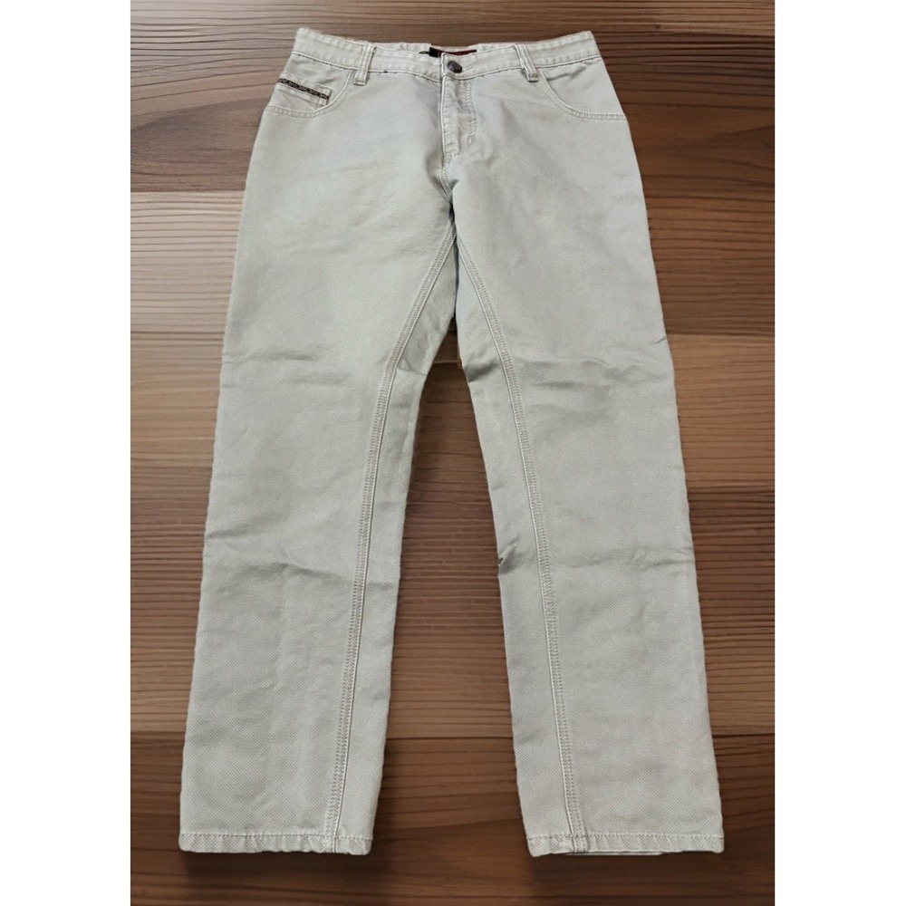 El General Jeans Mens 30x26‎ Beige Denim Jeans Embellished Pockets Straight Leg